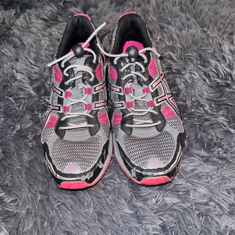 ASICS Women Gel Venture 4 Trail Running Shoes 10.5in L Grey Pink Mesh Rugged